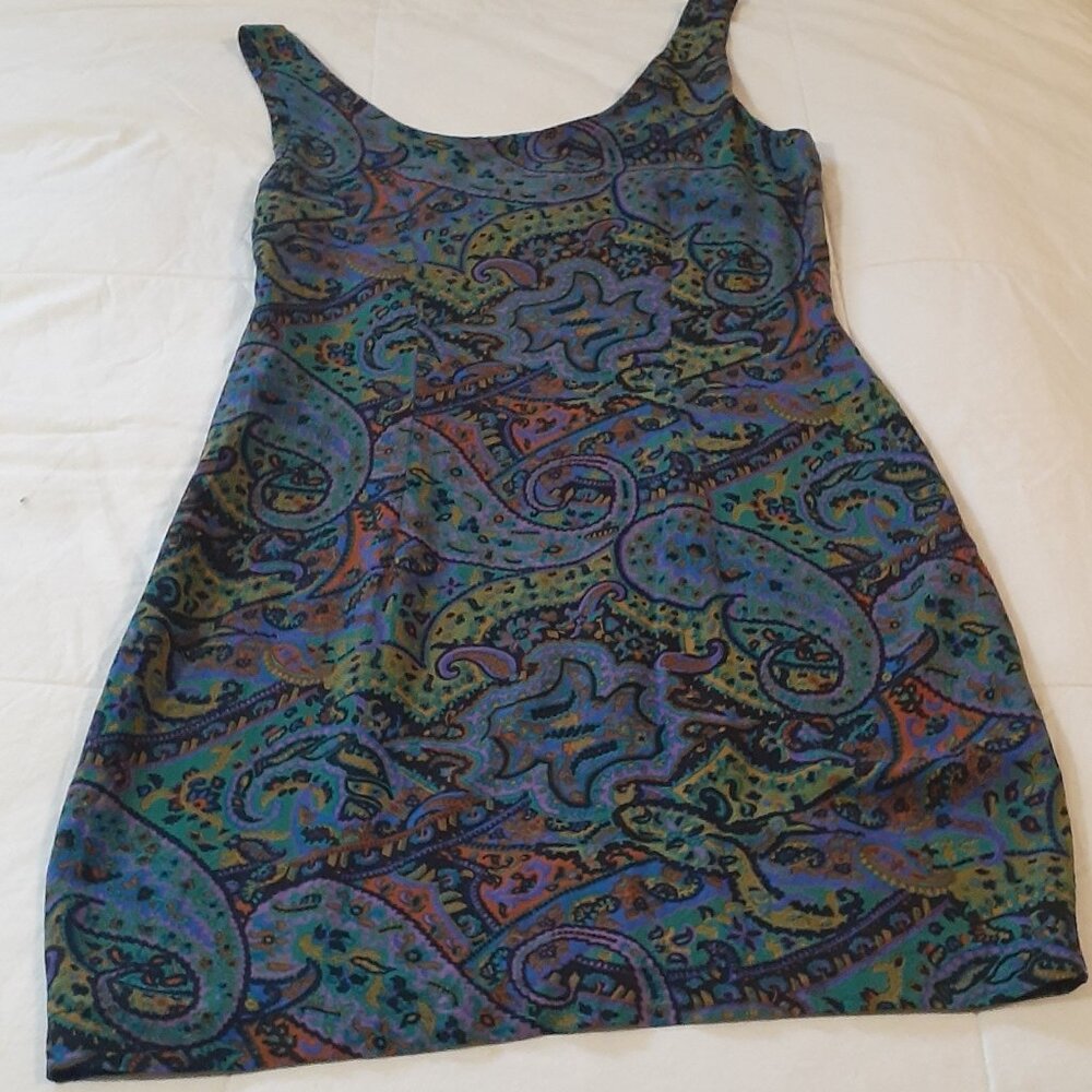 Handmade Vintage Groovy /Psychedelic Paisley Shift Mini Dress Size Extra Small